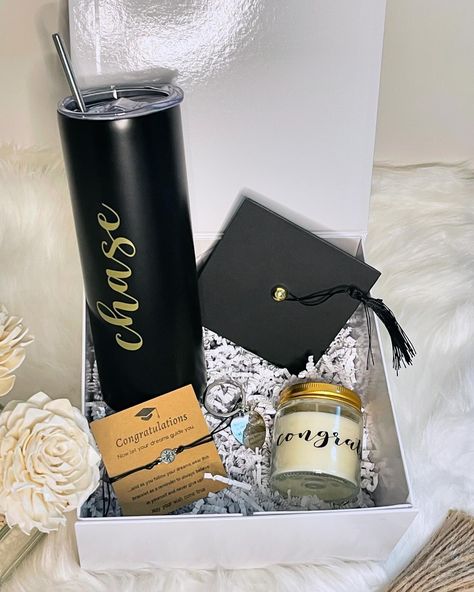 Graduation Gift Box Ideas, Congratulations Basket Gift Ideas, Personalized Promotion Gifts, Congratulations Gift Basket, Adjustable Black Hats For Graduation Gift, Adjustable Black Hat For Graduation Gift, Gifts For Law Students, Lavender Scented Candle, Congratulations Gift