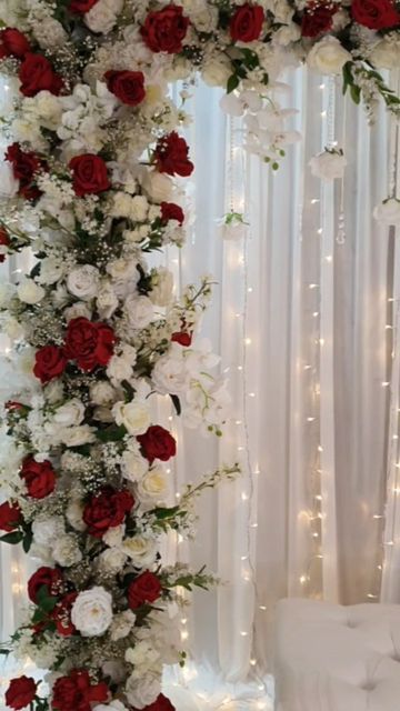 Red Stage Decoration, Wedding Stage Backdrop, Engagement Reception, Stage Decoration, Stage Backdrop, Stage Decorations, Wedding Stage, Wedding Decoration, Decoration Ideas