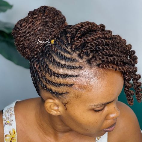 Protective Twisted Upstyle with Bangs Claraito's Blog, Braided Bangs Hairstyles, Natural Hair Ponytail, Micro Braids Hairstyles, Hairstyles For Natural Hair, Side Bangs Hairstyles, Natural Hair Diy, Protective Hairstyles For Natural Hair, Hair Twist