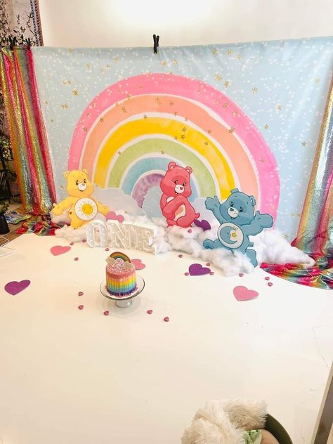 Care Bear Smash Cake Ideas, Care Bears Smash Cake, Care Bear Smash Cake, Infant Pictures, Care Bear Cakes, Care Bears Birthday Party, Diy Photography Props, Care Bear Party, Birthday Decorations At Home