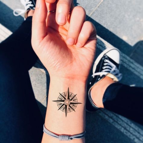 Compass Tattoo Meaning, Small Compass Tattoo, Compass Tattoo Design, Special Tattoos, Custom Temporary Tattoos, Geometric Tattoo Design, Cool Tattoos For Guys, Instagram Tattoo, Knee Tattoo