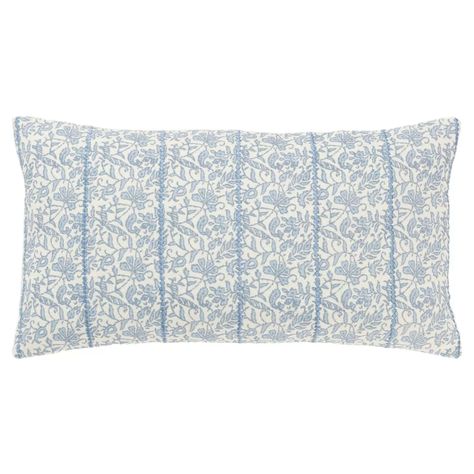 14"x26" Oversized Botanical Lumbar Throw Pillow Cover Blue - Rizzy Home : Target Throw Pillows Blue Couch, Purple Throw Pillow, Aesthetic Throw Pillows On Bed, Blue And Pink Pillows, Blue Floral Room, Dorm Throw Pillows, Room Trinkets, Dc Bedroom, Purple Accent Pillows