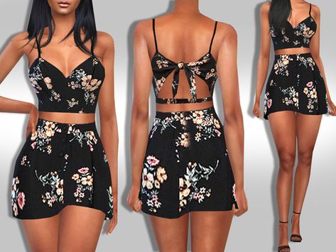 Female Two Piece Trendy Floral Outfit design by Saliwa  Found in TSR Category 'Sims 4 Female Everyday' The Sims 4 Pack, Hm Outfits, Sims 4 Tsr, Die Sims 4, Pelo Sims, The Sims 4 Packs, Sims 4 Expansions, Tumblr Sims 4, Sims 4 Cc Folder