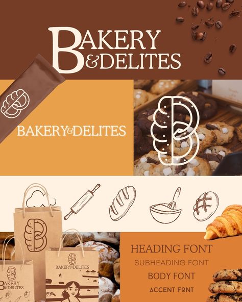 Bakery & delites bakery rebranding ! I was so excited to work on this project "Bakery and Delites is a luxurious artisanal bakery dedicated to crafting exquisite baked goods that delight the senses. our bakery is a haven for those who appreciate the finer things in life. We take pride in using only the highest quality ingredients, hand-selected to ensure every bite is a memorable experience." #branding #brandidentity #brandillustration #businessowner #businesstips #packaging #logo Artisanal Bakery, Bakery Branding Design, Homemade Bakery, Artisan Bakery, Packaging Logo, Bakery Branding, Bakery Design, The Senses, Baked Goods