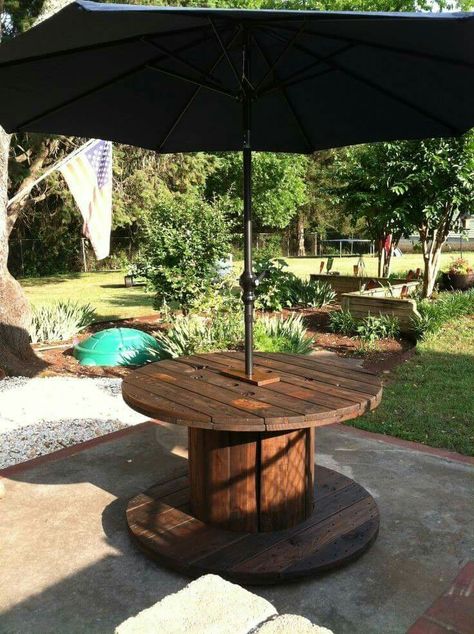 Diy Backyard Furniture, Wire Spool Tables, Cable Spool Tables, Wooden Cable Spools, Spool Furniture, Spool Tables, Wood Spool, Backyard Furniture, Pallet Outdoor