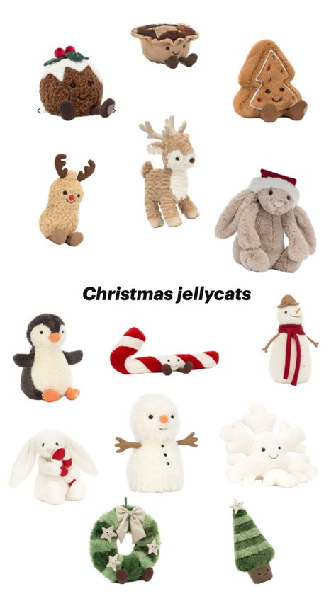 Cozy,cute,Christmas,jellycats Bored Jar, Jellycat Stuffed Animals, Cute Gifts For Friends, Crochet Dinosaur, Cosy Christmas, Stuffed Animal Cat, Christmas Room Decor, Christmas Baskets, Fun Crochet Projects