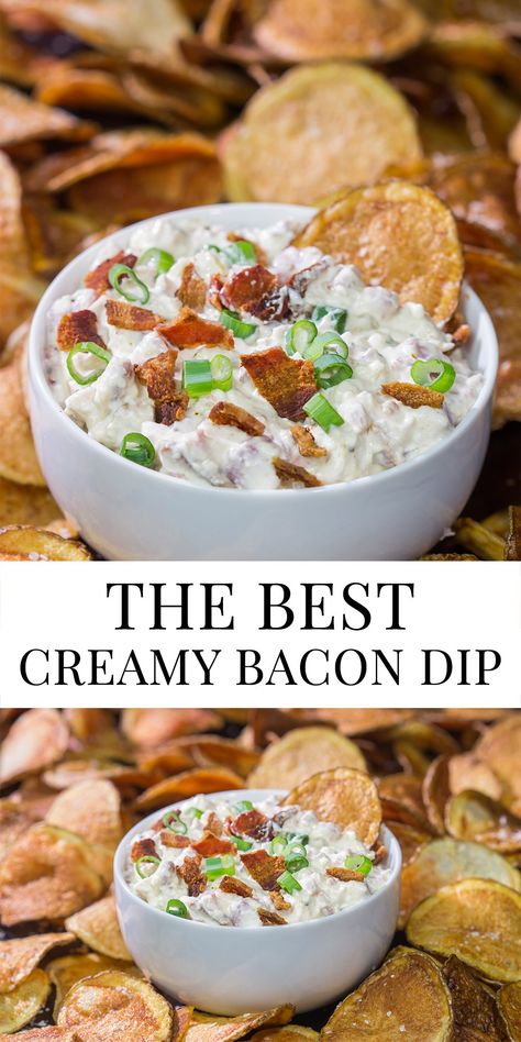 Potato Chip Dip, Best Chip Dip, Bacon Dip Recipes, Best Potato Chips, Dip For Potato Chips, Favorite Party Appetizers, Keto Dips, Chip Dip Recipes, Homemade Potato Chips