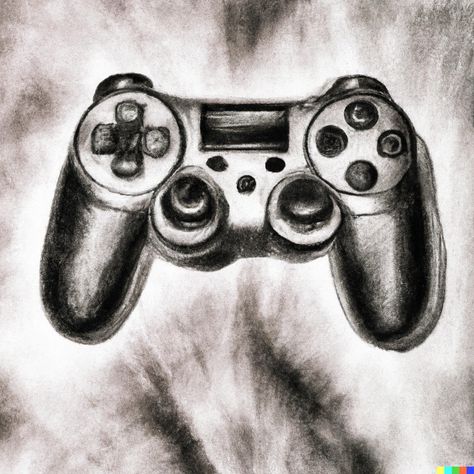 Playstation Drawing, Ps4 Controller Drawing, Game Controller Drawing, Coffee Advertising, Playstation Controller, Ps4 Controller, Charcoal Art, Gcse Art, Detailed Drawings