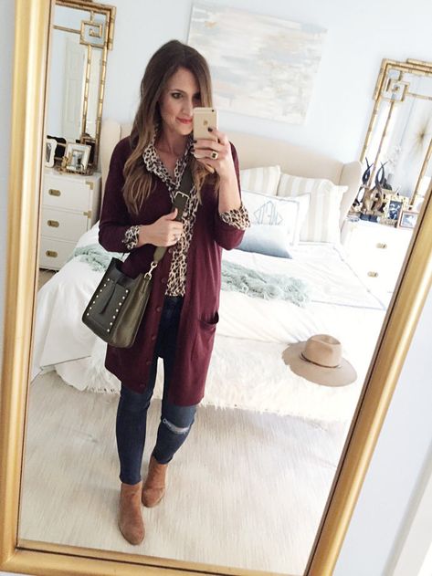 Blogger Mallory Fitzsimmons of Style Your Senses wears a plum tunic cardigan with skinny jeans and over the knee boots for a festive Thanksgiving outfit idea Thanksgiving Outfit Ideas, Outfit Cardigan, Thanksgiving Outfits, Cardigan Outfit, Cardigan Outfits, Thanksgiving Outfit, Mom Outfits, Outfit Idea, Over The Knee Boots