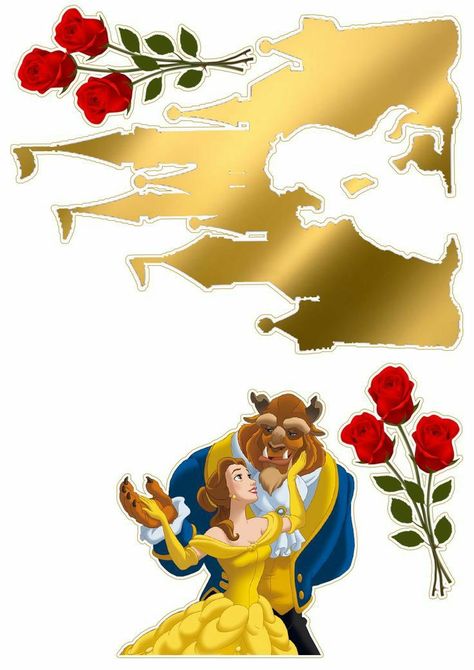 Beauty And The Beast Silhouette, Belle Birthday Party, Beauty And Beast Birthday, Flamingo Craft, Beauty And The Beast Theme, Belle Birthday, Disney Silhouettes, Party Characters, Beauty And The Beast Party