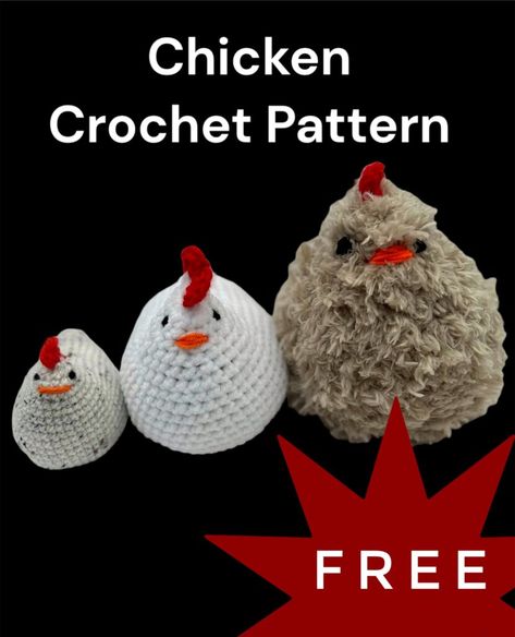 Crochet Chickens Free Patterns, Chicken Crochet Pattern Free, Crochet Chicken Pattern Free, Free Crochet Chicken, No Sew Crochet Patterns, Crochet Chicken Pattern, Leggy Frog, No Sew Crochet, Crochet Turtle Pattern