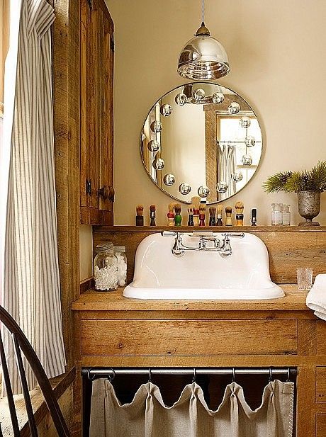 Ski Barn by Robert Kelly | HomeAdore HomeAdore Cast Iron Sink, Ski Cabin, Rustic Bathroom Vanities, Rustic Bathroom Designs, Ski House, Farmhouse Kitchen Design, Rustic Bathrooms, Sink Design, Wood Vanity