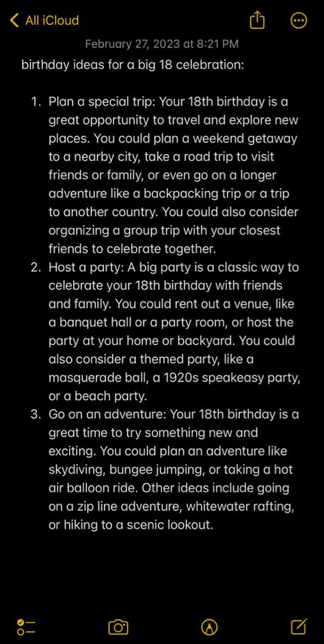 #ideas #birthdayparty #adventuretime #friendship #activities #travelgram #traveltips Chill 18th Birthday Ideas, 18tj Birthday Ideas, 18th Birthday Trip Ideas, Birthday Getaway Ideas, 18th Birthday Party Ideas Activities, 18th Birthday Ideas, Friendship Activities, Intense Quotes, Birthday Plans