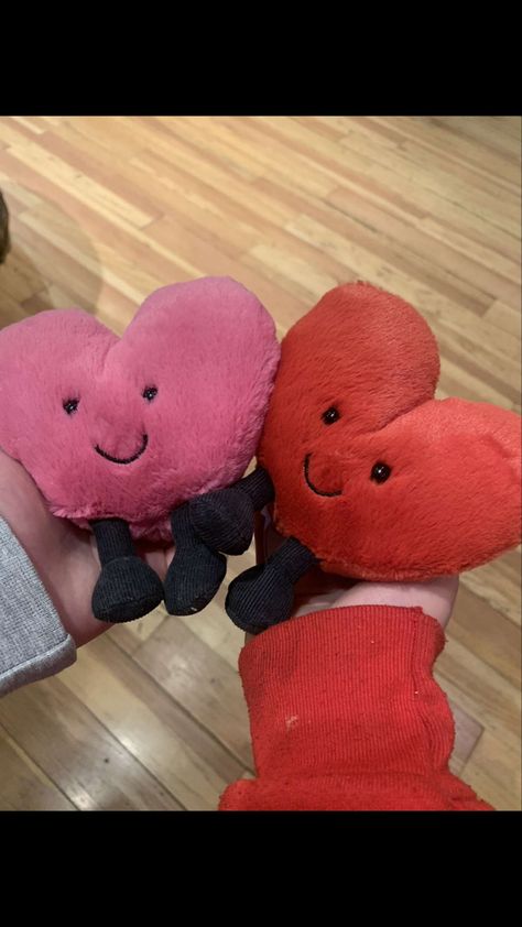 Stuff Animal For Boyfriend, Valentine’s Day Jelly Cat, Jelly Cat Heart, Heart Stuffed Animal, Matching Couple Stuffed Animals, Jelly Cats Matching, Friends With Opposite Aesthetics, Valentine Stuffed Animals, Matching Jelly Cats Duo