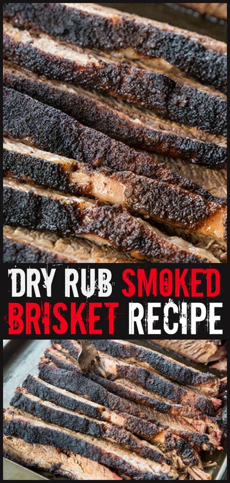 How to Make a Dry Rub Smoked Brisket - This is perfect for a weekend meal and a great way to prepare brisket. #brisket #smokerrecipes #smoker #smokedmeat #smokingmeat #smokedbrisket #bbq #bbqrecipes #recipes #food Brisket In Electric Smoker, Beef Brisket Marinade, Beef Brisket Rub, Texas Style Smoked Beef Brisket, Smoker Recipes Brisket, Texas Smoked Brisket, Brisket Rub Recipe, Brisket Marinade, Brisket Smoked