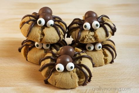 Fun Halloween Desserts, Chocolate Spiders, Bolo Halloween, Halloween Cookie Recipes, Spider Cookies, Crafty Morning, Halloween Food Treats, Halloween Desserts, Halloween Snacks