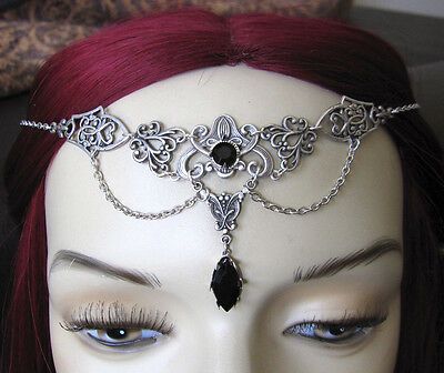 Medieval Elf, Circlet Crown, Elven Circlet, Emerald Green Stone, Crown Headpiece, Headpiece Bridal, Magical Jewelry, Head Jewelry, Art Nouveau Jewelry