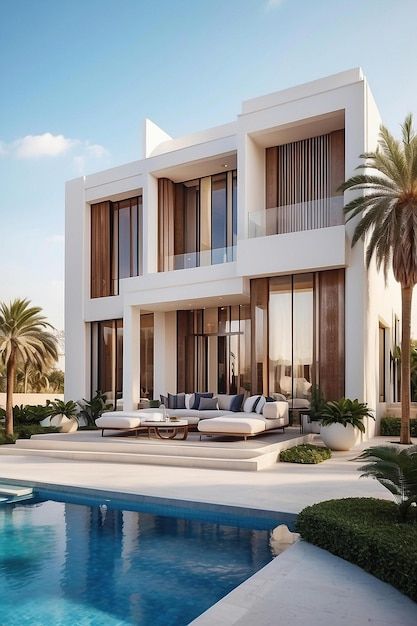 Villa design in Dubai | Premium AI-generated image Dubai Villa Design, Villas In Dubai, Dubai Houses, Free Business Card Mockup, Business Card Maker, Flyer Maker, Poster Maker, Video Background, Poster Invitation