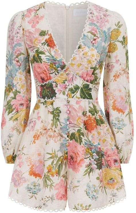 Linen Playsuit, Sumer Style, Dresses Feminine, Theatrical Romantic, Floral Playsuit, Salwar Designs, Floral Dresses Short, Group 1, Girly Dresses