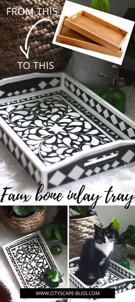 Bone Inlay Diy, Easy Upcycle, Bone Inlay Tray, Room Decor Crafts, Home Decor Diy Crafts, Bone Inlay Furniture, Inlay Furniture, Bone Crafts, Diy Pins