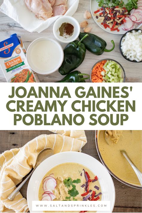 Joanna Gaines Chicken Poblano Soup, Chicken Poblano Soup Joanna Gaines, Joanna Gaines Poblano Soup, Poblano Soup Joanna Gaines, Crockpot Chicken Poblano Soup, Chicken Salad Chick Chicken Poblano Soup, Joanna Gaines Creamy Chicken Poblano, Creamy Chicken Pablano Pepper Soup Joanna Gaines, Joanna Gaines Creamy Chicken Poblano Soup