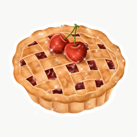 Hand drawn cherry pie sticker design element with white border | free image by rawpixel.com / manotang Cartoon Pie, Dessert Illustrations, Pie Pictures, Pie Sticker, Pie Drawing, Vintage Food Posters, Pie Bakery, Desserts Drawing, Cake Png