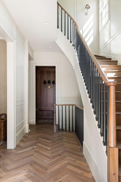 The Valley View Project — W Design Collective Updated Tudor, W Design Collective, Indoor Stairs, Entry Stairs, John Robshaw, W Design, Hallway Design, Custom Furniture Design, Painted Stairs