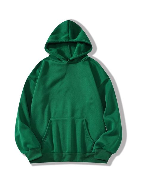 Solid Kangaroo Pocket Thermal Lined Hoodie | SHEIN USA Solid Hoodie, Hoodie Allen, Lined Hoodie, Green Hoodie, Kangaroo Pocket Hoodie, Hoodie Outfit, Branded Sweatshirts, Mens Green, Drawstring Hoodie