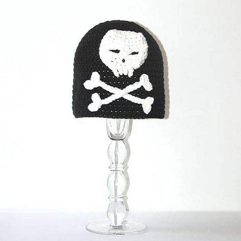 Ravelry: Skull & Crossbones Halloween Beanie pattern by Hooked&Chained Halloween Beanie, Basic Stitches, Skull Crossbones, A Skull, Beanie Pattern, The Skull, Skull And Crossbones, Big Kids, Ravelry