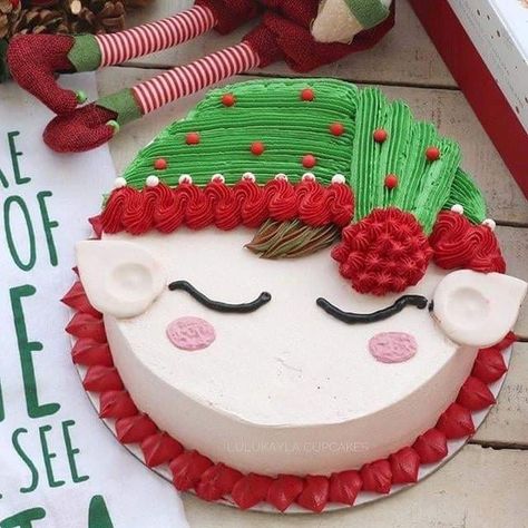 Christmas Cookie Cake, Buttercream Decorating, Christmas Cake Designs, Butter Icing, Christmas Cake Decorations, Xmas Cake, Winter Cake, Christmas Entertaining, Christmas Cakes