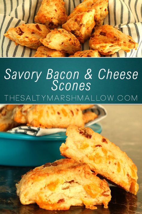 Mouth watering savory scones with bacon and cheese! English Appetizers, Scones Savory, Maple Scones, Cheddar Scones, British Scones, The Salty Marshmallow, Salty Marshmallow, Homemade Scones, Cheese Scones