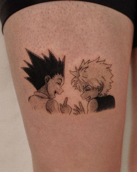 Gon & Killua Swipe for some ideas that I would like to tattoo or create something out of it. Just hit me up for your next hxh tattoo.✌🏼 Done with: @emalla.official @emalla_germany #gon #gonfreecs #killua #killuaxgon #killuazoldyck #hxh #hxhtattoo #hunterxhunter #hunterxhuntertattoo #tatuagemanime #tatuajeanime #animetattoogermany Illumi Tattoo, Gon And Killua Tattoo, Hunterxhunter Tattoo, Hxh Tattoos, Hxh Tattoo, Killua Tattoo, Gon Killua, Leg Sleeve, Matching Tattoo