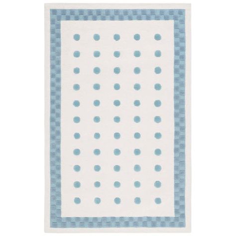 Latitude Run® Dariene Handmade Hand Tufted Ivory/Blue Rug | Wayfair Polka Dot Rug, Girls Rugs, Coloring For Boys, Rug Ivory, Bedroom Playroom, Square Area Rugs, Handmade Kids, Hand Tufted Rugs, Blue Ivory