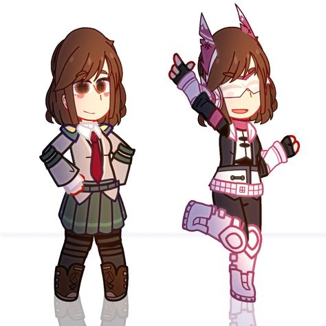 Deku Hero Costume Gacha Club, Gacha Mha Oc, Gacha Club Hero Outfit Ideas, Mha Gacha Club Outfit, My Hero Academia Gacha Club, Mha Gacha Club, Mha Gacha, Gacha Base Poses Cute, Ochaco Uraraka