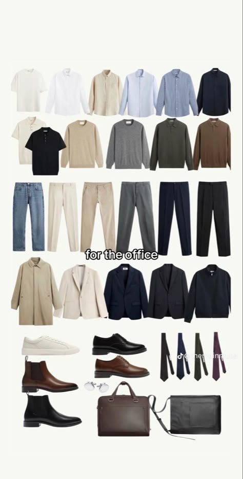 Mens Fashion Capsule, Capsule Wardrobe Men Office, Mens Closet Essentials, Smart Casual Capsule Wardrobe Men, Dark Academia Capsule Wardrobe Men, Men Capsule Wardrobe Business, Men Capsule Wardrobe 2023 Fall, Mens Capsule Wardrobe Business Casual, Old Money Wardrobe Essentials Men