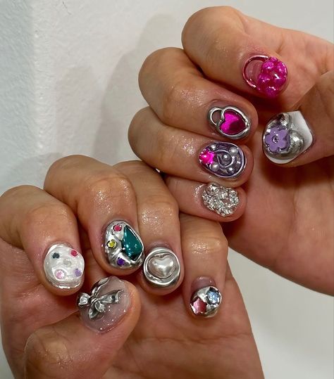 Maximalist Nails, Natural Nails Manicure, Aesthetic Nail, Mens Nails, Hippie Nails, Sassy Nails, Cute Nail Art Designs, Crazy Nails, Kawaii Nails