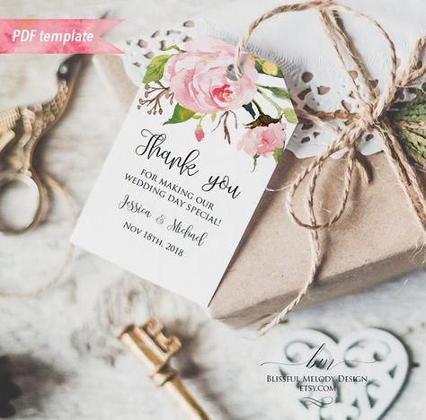 Printable Blush Pink Floral Gift Tag, Wedding Thank You Tag, Name Tag, Favor Tag, 2x3", Editable PDF Template, DIY Instant Download Bridal Shower Tags, Honey Wedding Favors, Creative Wedding Favors, Inexpensive Wedding Favors, Tag Name, Elegant Wedding Favors, Wedding Gift Tags, Best Wedding Favors, Wedding Favors Fall