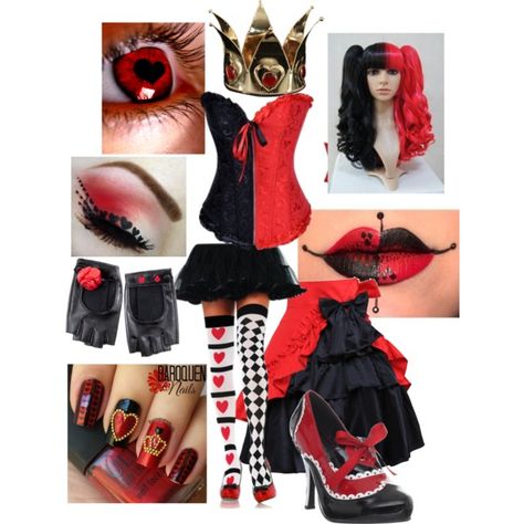 QUEEN OF HEARTS (alice in wonderland) by anna-fuentes-sykes on Polyvore featuring polyvore, fashion, style, Funtasma, Elope, clothing, Alice, aliceinwonderland and QueenOfHearts Queen Of Hearts Halloween Costume, Queen Of Hearts Halloween, Alice In Wonderland Outfit, Queen Of Hearts Alice, Halloweenský Makeup, Queen Of Hearts Costume, Heart Costume, Alice In Wonderland Costume, Diy Kostüm