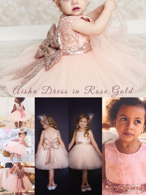 Wedding Glamping, Rose Gold Party Dress, Party Dress For Girls, Glamping Ideas, Gold Party Dress, Outfit Ideas For Church, Rose Gold Party, Kids Party Dresses, Gold Girl