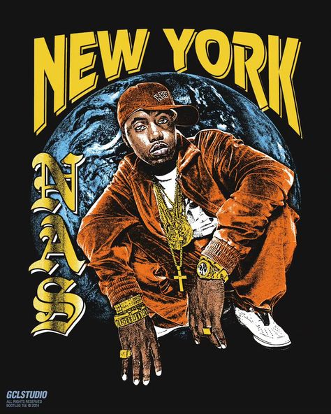 Nas @nas T-shirt design concept. I loved designing this one with adding the gold jewellery. . Let me know what you think. #nas #rapper #music #spotify Hip Hop Tee, Tee Designs, Iconic Album Covers, Music Spotify, Lyric Art, Vintage Drawing, Graphic Tee Design, Hip Hop Culture, Design Concept