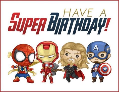 Superhero birthday card printable. Free birthday cards for kids Avengers Birthday Card, Birthday Cards For Kids, Harry Potter Birthday Cards, Birthday Card Template Free, Free Printable Birthday Cards, Free Birthday Card, Happy 4th Birthday, Cottage Market, Avengers Birthday