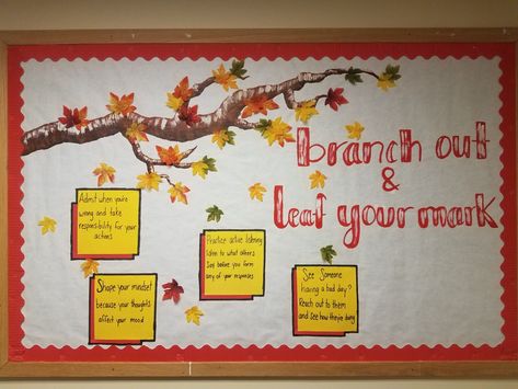 How to reach out and leaf your mark in people's lives #RA Dorm Bulletin Boards, Res Life Bulletin Boards, Middle School Bulletin Boards, Office Bulletin Boards, November Bulletin Boards, College Bulletin Boards, Music Bulletin Boards, Ra Themes, Christmas Bulletin Boards