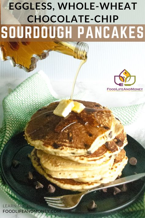 Pancakes With No Eggs, Pancake Recipe Without Eggs, Using Sourdough Discard, Sourdough Pancakes Recipe, Baking Bread At Home, Vegan Banana Bread Recipe, Vegetarian Platter, Whole Wheat Sourdough, Pancake Calories