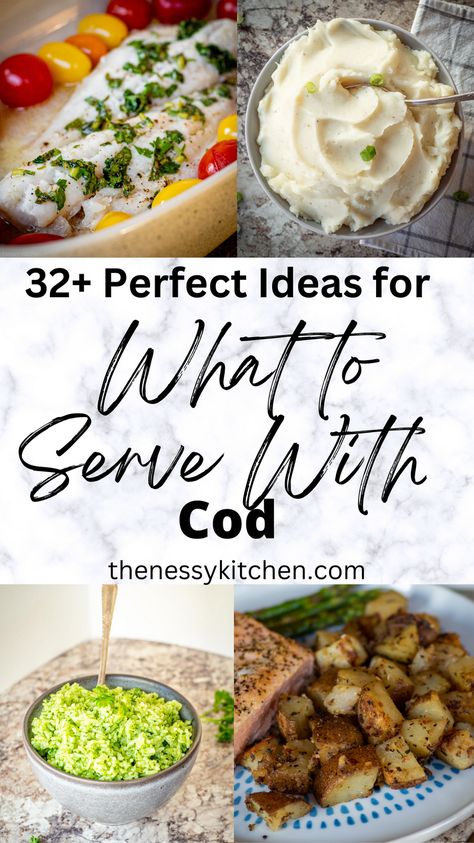 Wondering what to serve with cod? I've got you covered! I've compiled a list of 23+ of the best options to serve with cod that pair perfectly with this flaky fish. From salads and lemon rice to garlic toast and more, I've got plenty of ideas for you! Sides For Cod Fish, Side Dishes For Cod Fish Dinners, Sides With Cod Fish, Cod Dishes Dinners, Side Dishes For White Fish, Sides For Cod Fish Dinners, Cod Meal Ideas, Sides For Cod, Cod Dinner Ideas