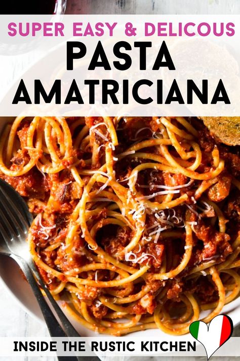 Baked Penne Pasta Recipes, Macaroni Dishes, Pasta Recepies, Spaghetti All Amatriciana, Weeknight Dinner Pasta, Italian Sauces, Pasta Amatriciana, Cabbage Steaks Recipe, Baked Penne Pasta