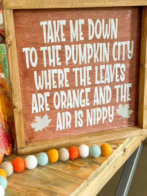 Spruce up your Autumn decor with this square framed wood sign that's as cozy as a pumpkin spice latte! 'Take Me Down to the Pumpkin City Where the Leaves Are Orange' - a sassy parody sign will get your friends and family in the fall spirit! Let's gourdgeous! Choose a Craft Kit for the DIYer in you or grab a Completed sign ready to show off! City Square, And So It Begins, Orange Square, Fall Deco, Fall Thanksgiving Decor, Fall Halloween Crafts, Fall Halloween Decor, 3d Laser, Fall Holidays