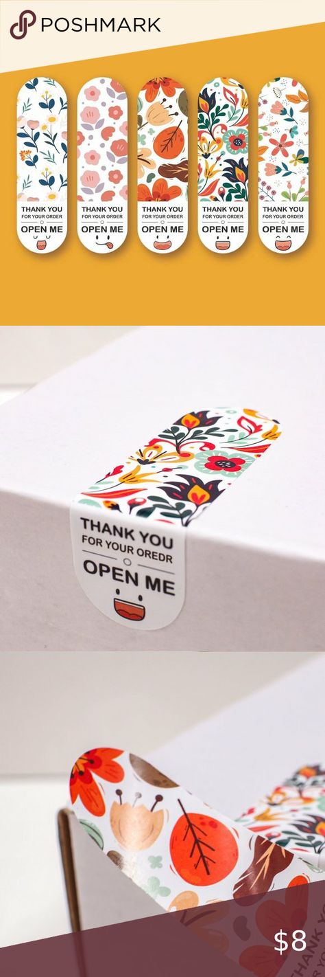 Set of 100 - Thank you / Open Me Seal Adhesive Packaging Label Stickers Food Sticker Design Packaging Ideas, Sticker Label Makanan, Product Sticker, Snack Shack, Graphic Design Tutorials Learning, Open Me, Hipster Wallpaper, Label Stickers, Sticker Template