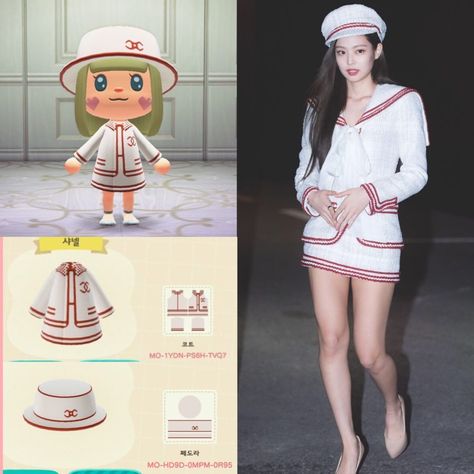 Animal Crossing Chanel Clothes, Animal Crossing Chanel, Chanel Suit, Animal Crossing Qr Codes Clothes, Animal Crossing Wild World, Chanel Outfit, New Animal Crossing, Animal Crossing Game, Cute Games