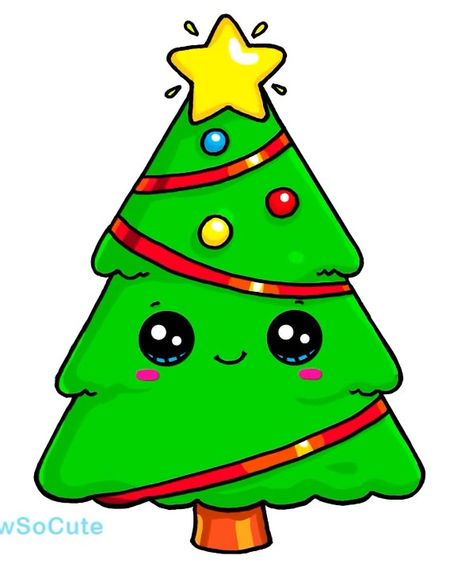 Christmas Tree Doodles Kawaii, Easy Christmas Drawings, Drawing Kawaii, Christmas Tree Drawing, Drawing Christmas, Christmas Drawings, Arte Do Kawaii, Images Kawaii, Kawaii Christmas