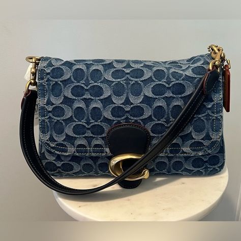 NWT Coach Soft Tabby Shoulder Bag In Signature Denim Coach Soft Tabby Denim, Coach Denim Bag, Coach Soft Tabby Shoulder Bag, Coach Soft Tabby, Soft Tabby Shoulder Bag, Tabby Shoulder Bag, Coach Tabby, Drip Or Drown, Purse Collection